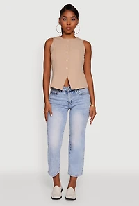 Womens Iris Trendy Pinstripe Button Front Vest, M