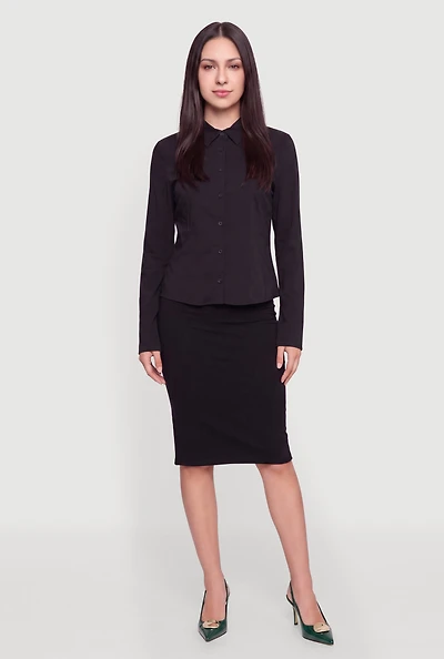 Long Sleeve Poplin Button Down Shirt