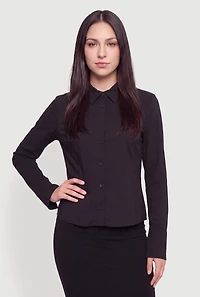 Long Sleeve Poplin Button Down Shirt