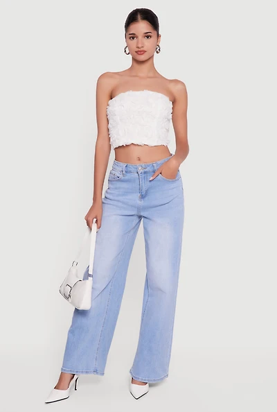 Rose Applique Cropped Tube Top