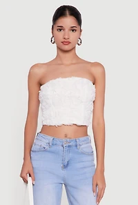 Rose Applique Cropped Tube Top