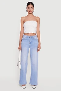 Rose Applique Cropped Tube Top