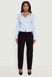 Side Tie Long Sleeve Button Front Shirt