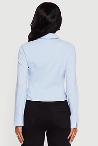 Side Tie Long Sleeve Button Front Shirt