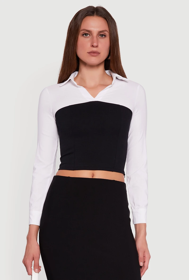 Layered Look Cropped Corset Top