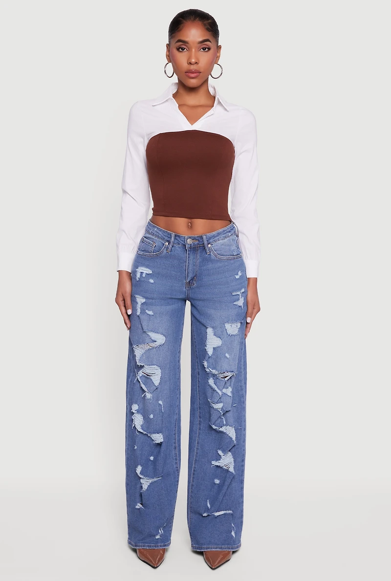 Layered Look Cropped Corset Top