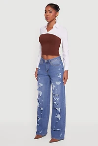 Layered Look Cropped Corset Top