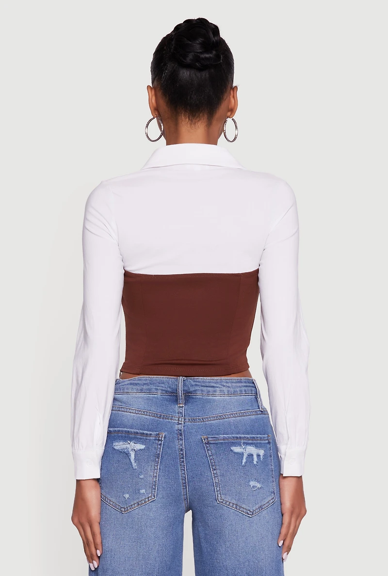Layered Look Cropped Corset Top