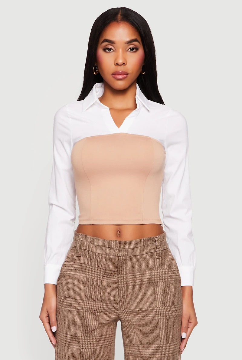Layered Look Cropped Corset Top