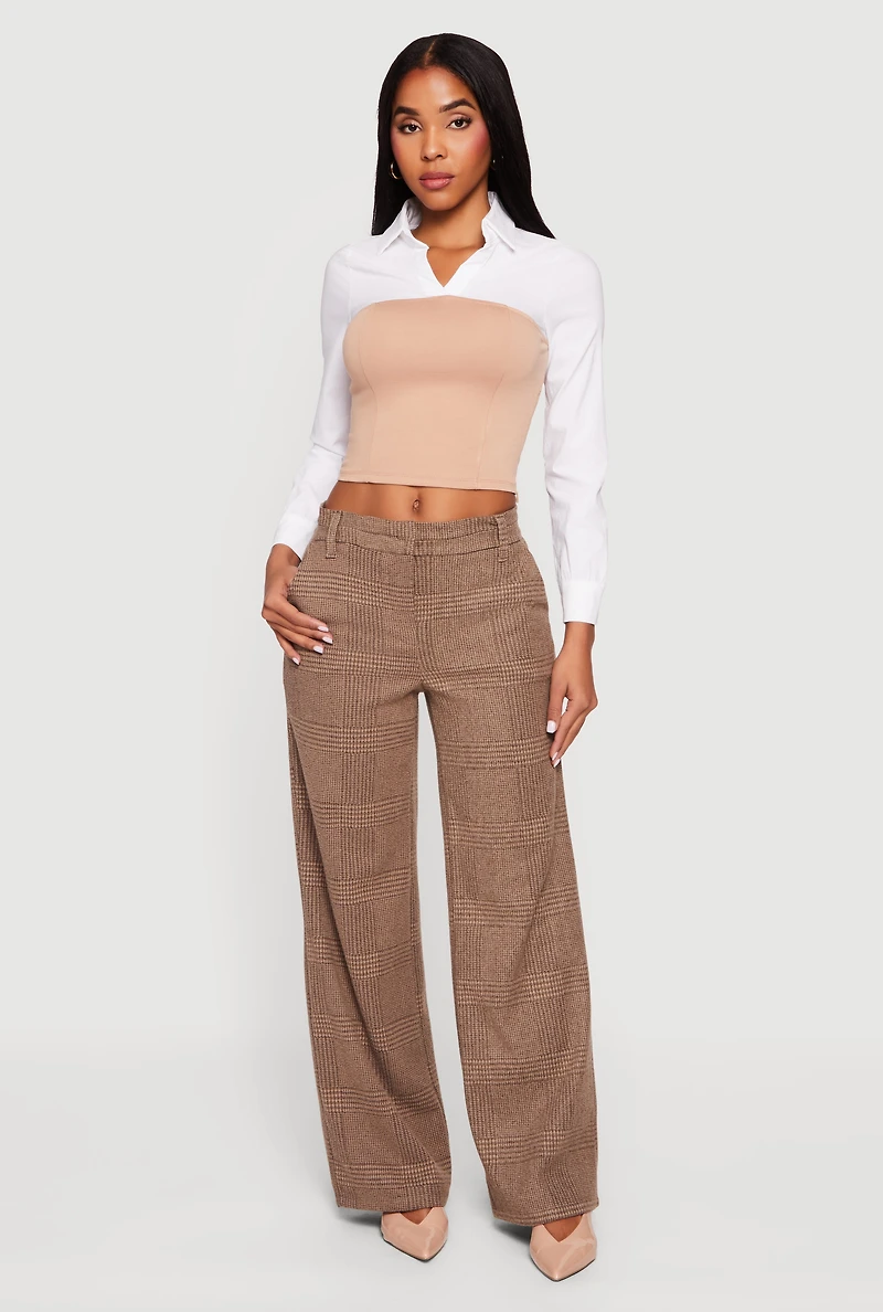 Womens Layered Look Cropped Corset Top, L