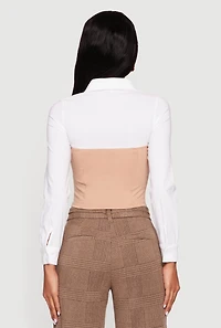Womens Layered Look Cropped Corset Top, L