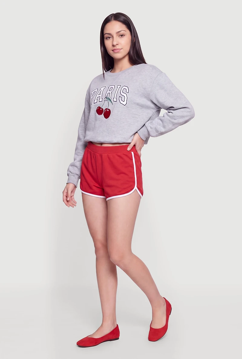 Paris Cherry Graphic Bubble Hem Sweatshirt