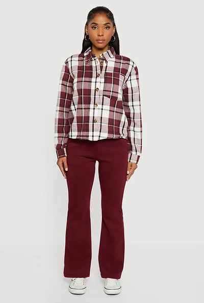 Sherpa Lined Plaid Button Front Shirt