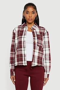 Sherpa Lined Plaid Button Front Shirt