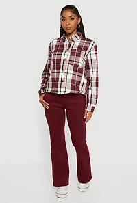 Sherpa Lined Plaid Button Front Shirt