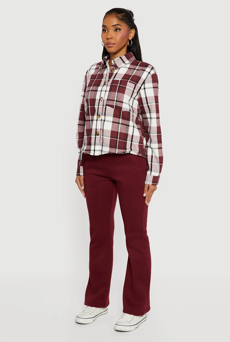 Sherpa Lined Plaid Button Front Shirt