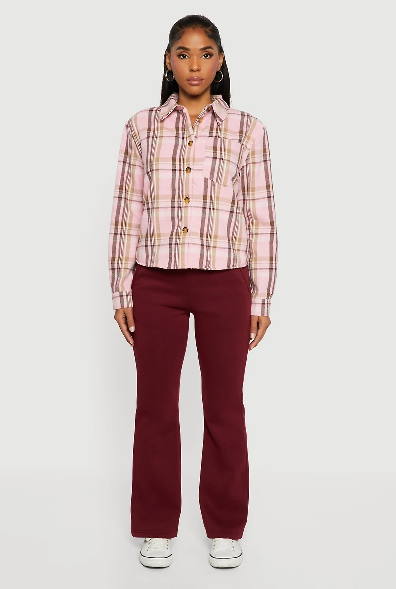 Sherpa Lined Plaid Button Front Shirt