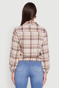 Womens Plaid Button Front Long Sleeve Flannel Shirt,