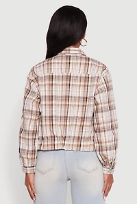 Womens Plaid Button Front Long Sleeve Flannel Shirt,