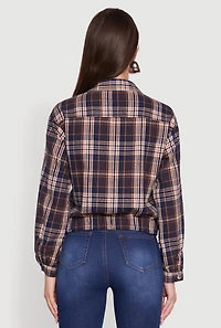 Womens Plaid Button Front Long Sleeve Flannel Shirt, Multi, Size L
