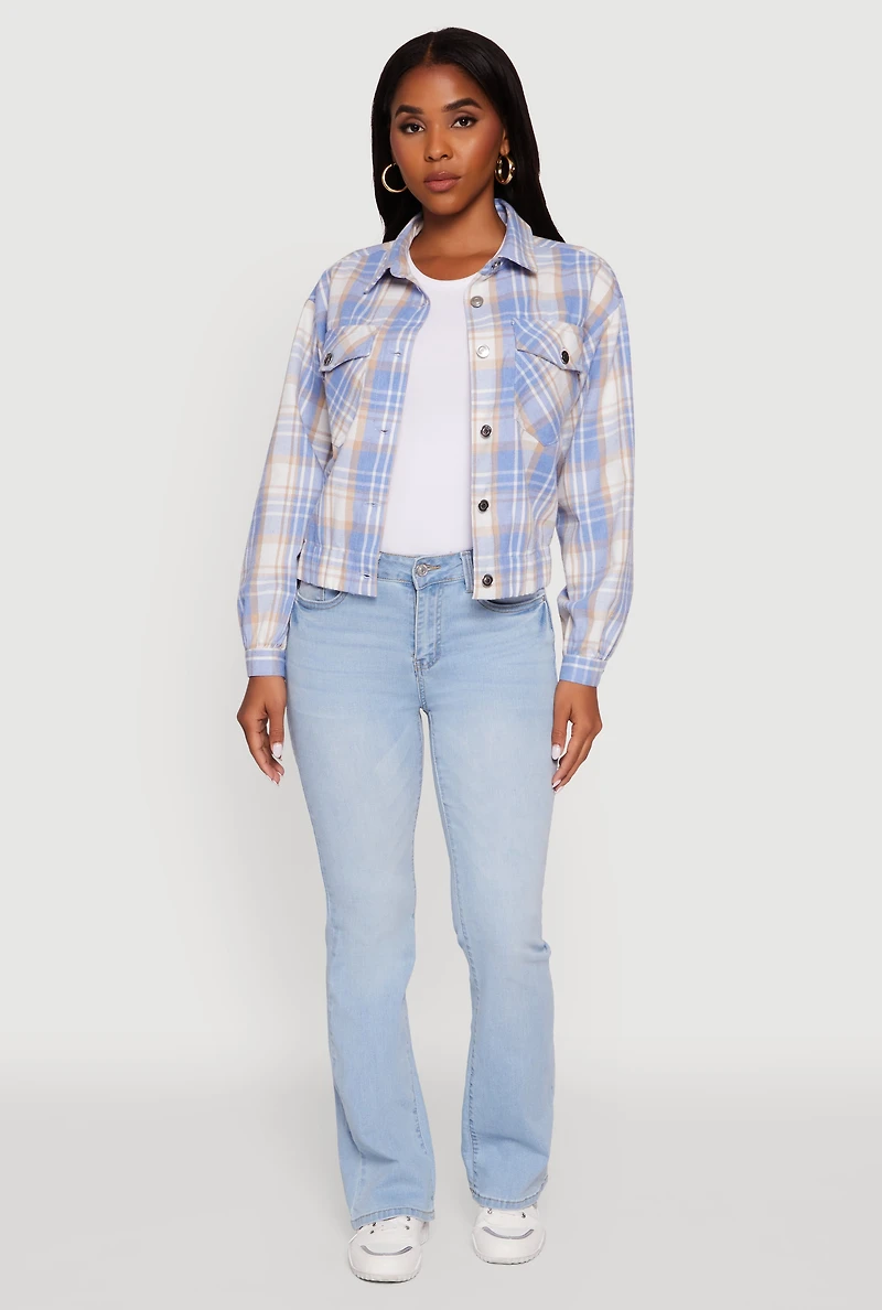 Plaid Button Front Long Sleeve Flannel Shirt