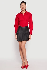 Smocked Waist Button Front Blouse