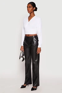 Womens Rhinestone Tie Front Top, White, Size S