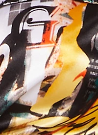 Satin Printed Long Sleeve Tie Front Blouse