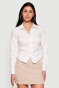 Drawstring Sides Button Front Shirt