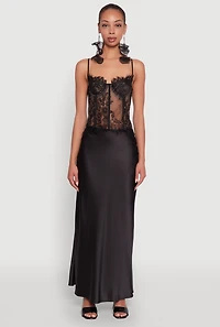 Womens Scalloped Floral Lace Bustier Top with Underwire Support, Black, Size M
