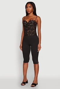 Womens Lace Zip Back Bustier Top, Black, Size M