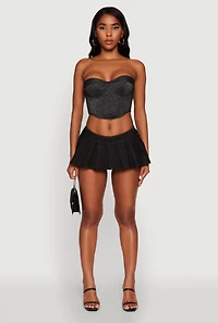 Womens Stylish Lurex Strapless Bustier Top, Black, Size M