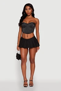 Womens Stylish Lurex Strapless Bustier Top, Black, Size M