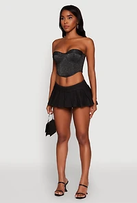 Womens Stylish Lurex Strapless Bustier Top, Black, Size M