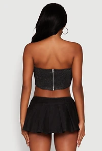 Womens Stylish Lurex Strapless Bustier Top, Black, Size M