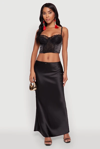 Womens Chic Lace Cropped Sweetheart Bustier Top, Black, Size S