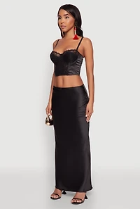 Womens Chic Lace Cropped Sweetheart Bustier Top, Black, Size S