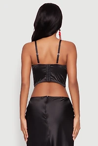 Womens Chic Lace Cropped Sweetheart Bustier Top, Black, Size S