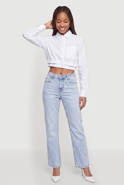 Layered Look Cropped Button Front Shirt