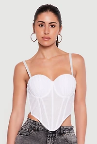Rhinestone Mesh Convertible Bustier Crop Top