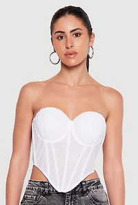 Rhinestone Mesh Convertible Bustier Crop Top