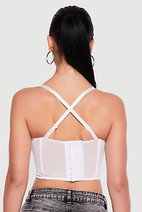 Rhinestone Mesh Convertible Bustier Crop Top