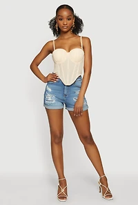Rhinestone Mesh Convertible Bustier Crop Top
