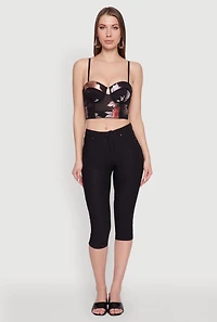 Womens Stylish Floral Mesh Bustier Crop Top, M