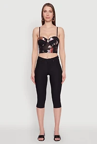 Womens Stylish Floral Mesh Bustier Crop Top,