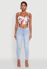Womens Stylish Floral Mesh Bustier Crop Top,