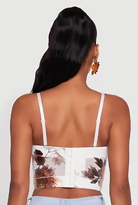 Womens Stylish Floral Mesh Bustier Crop Top,