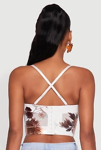 Stylish Floral Mesh Bustier Crop Top