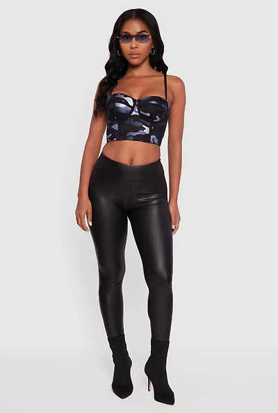 Womens Foil Screen Camo Convertible Bustier Top, Multi, Size S
