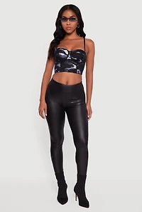 Womens Foil Screen Camo Convertible Bustier Top, Multi, Size S